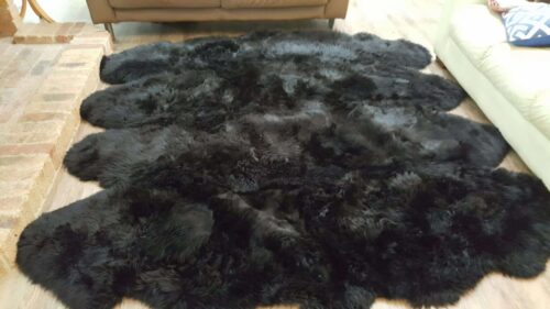 Octo 8 Hide Black Longwool Extra Large Rug