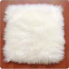 Long Wool Cushion Lcm 1040Wh - Long Wool Sheepskin Flat Cushion - Ozwool.com.au Australian Sheepskin Products