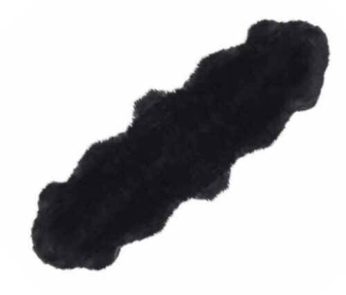 Double Australian Made Black Longwool Sheepskin Rug - Double Black Lambskin Rug