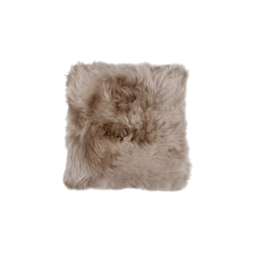 Taupe Long Wool Sheepskin Cushion
